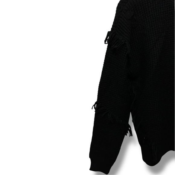 194 Michael Kors | NWOT Black Fringe Knit Sweater (Size S ) - Picture 6 of 13